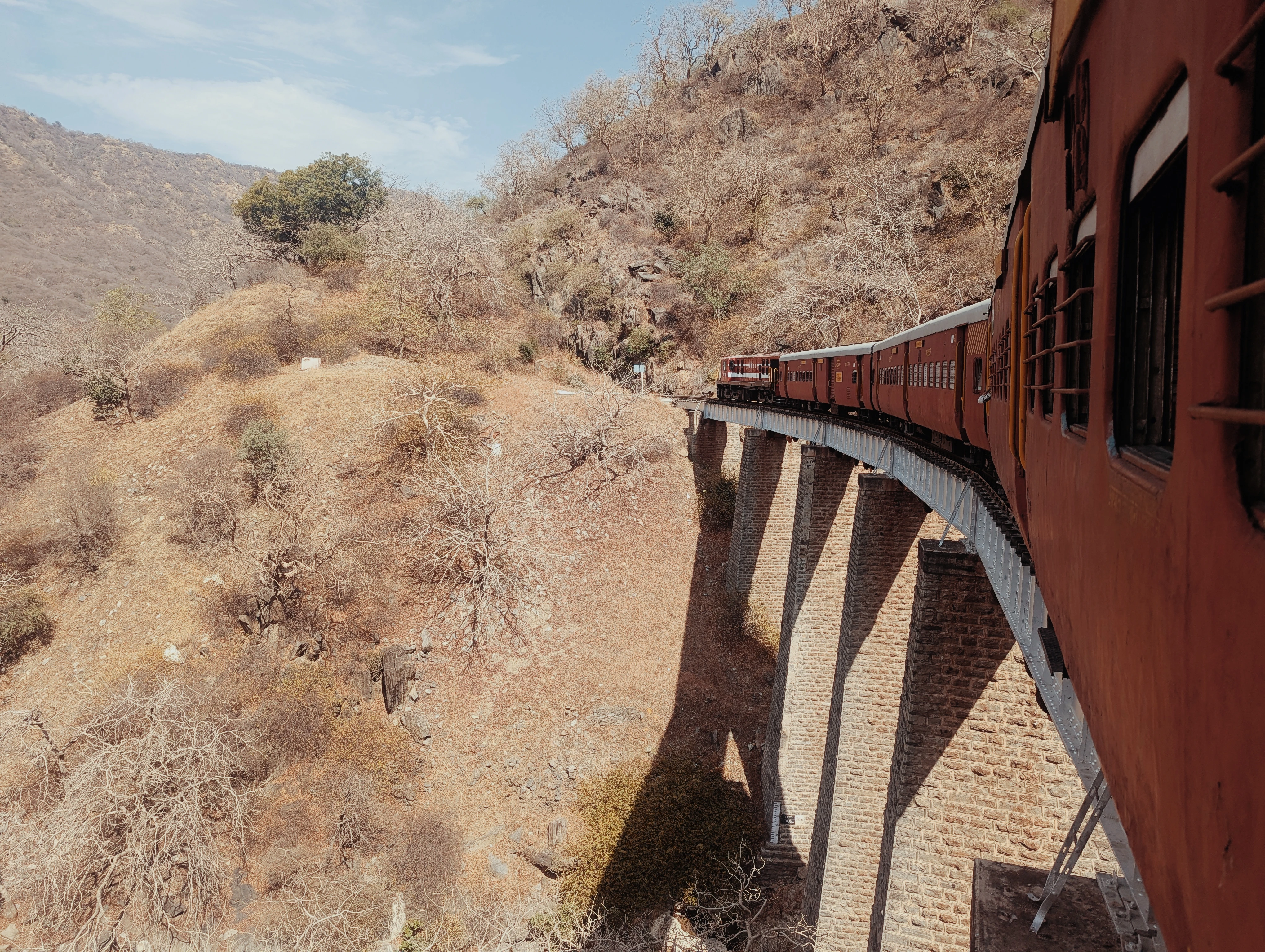 Train dans la vallée d'aravalli (Rajasthan)